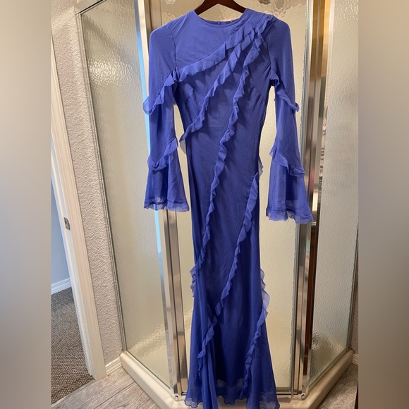 ASOS Blue Ruffle Maxi Dress - Picture 3 of 7